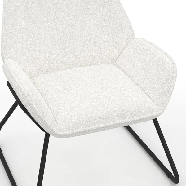ID MARKET Fauteuil Sixtine En Tissu Bouclette Et Pieds Métal Noirs