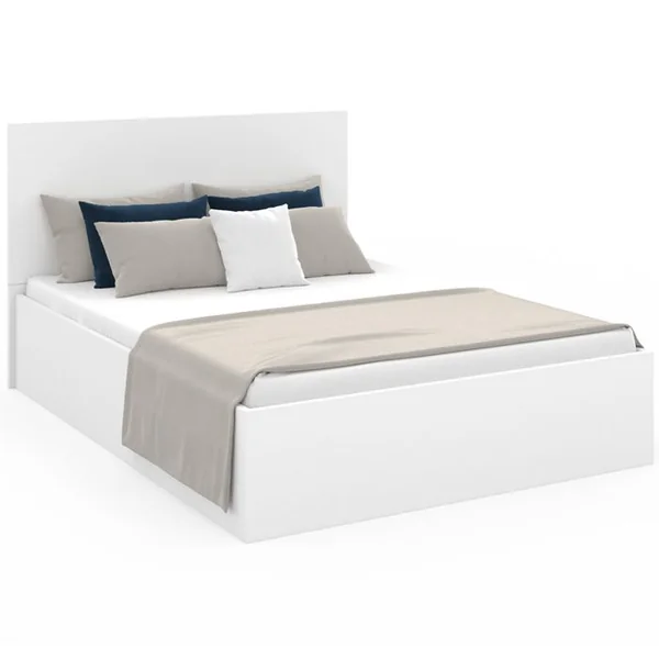 ID MARKET Lit Coffre Double Seaside Avec Tête De Lit Et Sommier 140 X 190 Cm Blanc