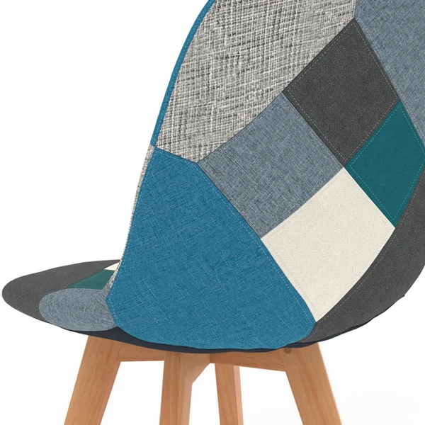 ID MARKET Lot De 2 Chaises Scandinaves Sara Motifs Patchworks Bleus