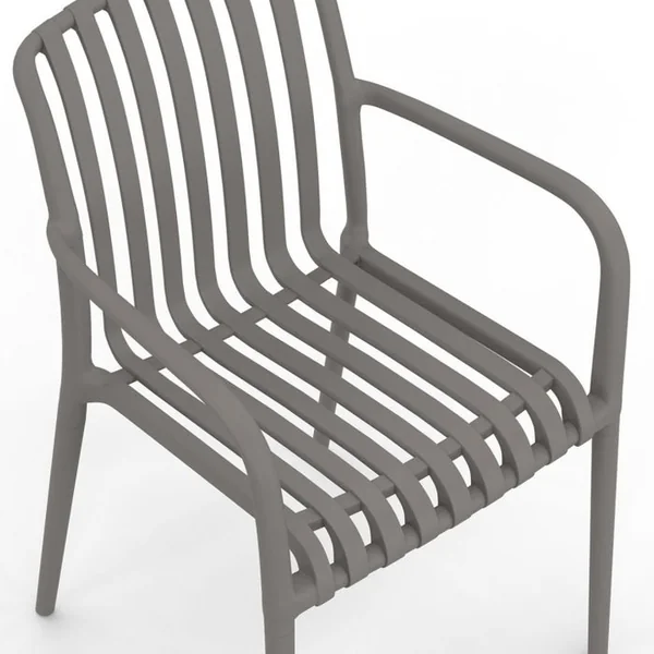 ID MARKET Lot De 4 Chaises De Jardin Empilables Bilbao En Polypropylène Gris Anthracite
