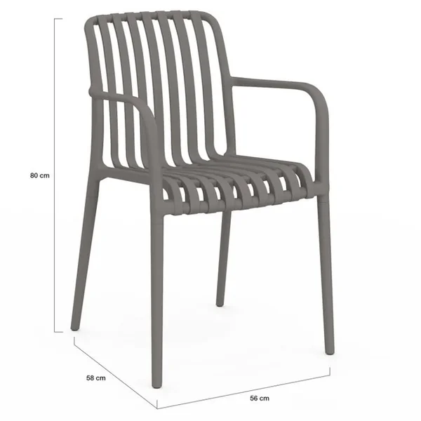 ID MARKET Lot De 4 Chaises De Jardin Empilables Bilbao En Polypropylène Gris Anthracite