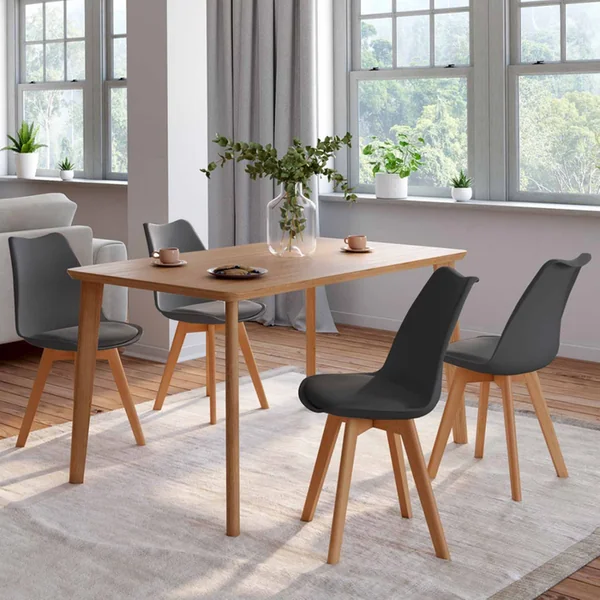 ID MARKET Lot De 4 Chaises Scandinaves Sara Gris Foncé Pour Salle à Manger