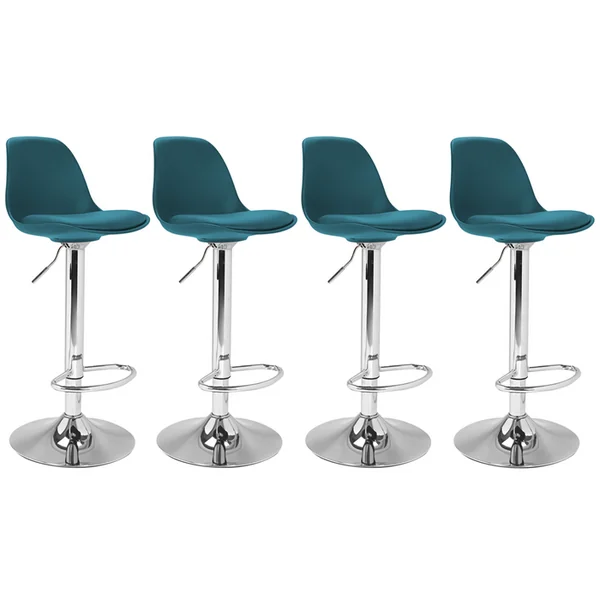 ID MARKET Lot De 4 Tabourets De Bar Karl Design Bleu Canard