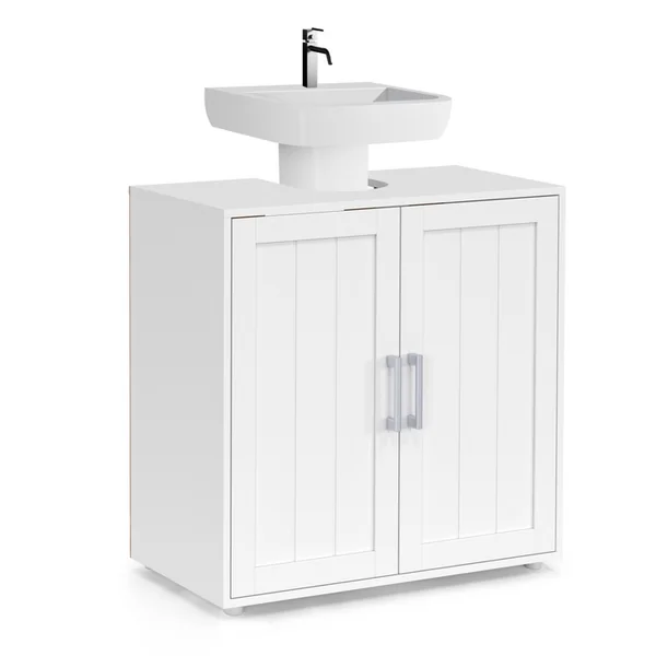 ID MARKET Meuble Sous-lavabo Salle De Bain Waldo Bois Blanc