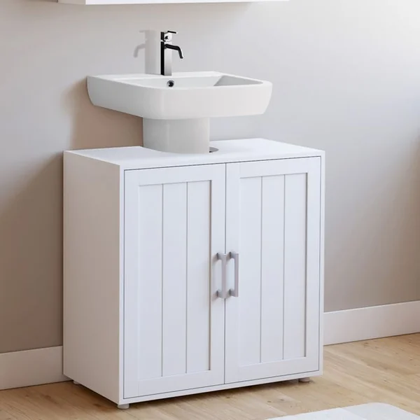 ID MARKET Meuble Sous-lavabo Salle De Bain Waldo Bois Blanc
