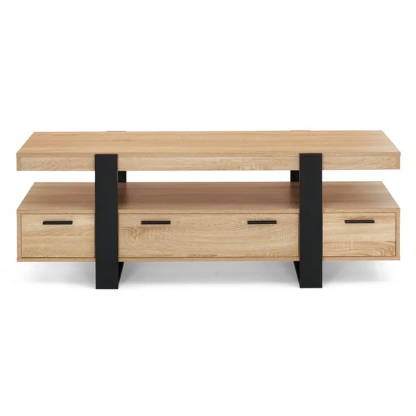 ID MARKET Meuble TV 140 Cm Phoenix Avec Tiroirs Bois Et Noir