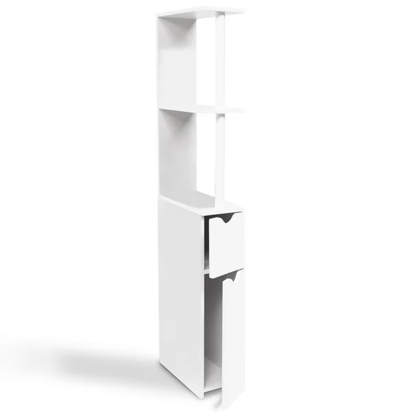 ID MARKET Meuble Wc étagère Willy Bois 2 Portes Blanc