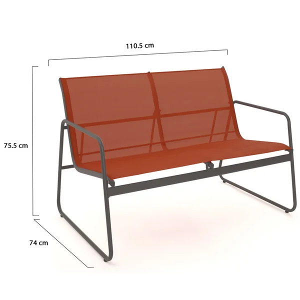 ID MARKET Salon De Jardin Bas Malaga 6 Places Avec 2 Canapés, Fauteuils Et Table Terracotta