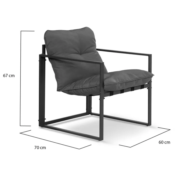ID MARKET Salon De Jardin Bas Nairobi 4 Places En Acier Gris Anthracite