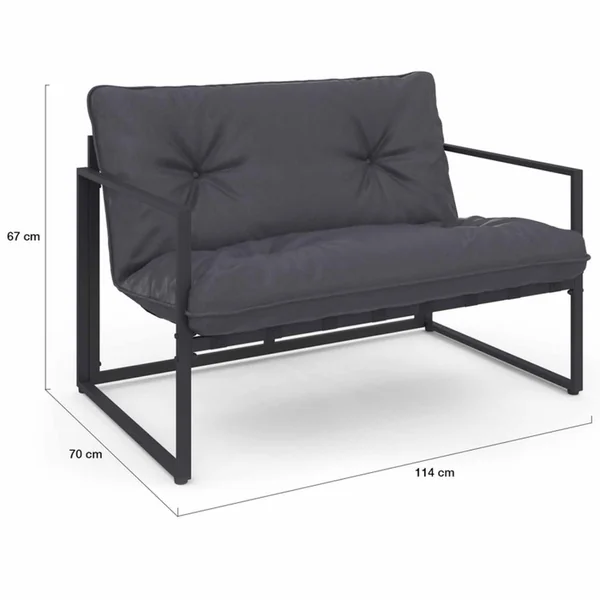 ID MARKET Salon De Jardin Bas Nairobi 6 Places En Acier Gris Anthracite