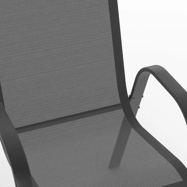 ID MARKET Salon De Jardin Madrid Table 150 Cm Et 6 Chaises Empilables Gris Anthracite