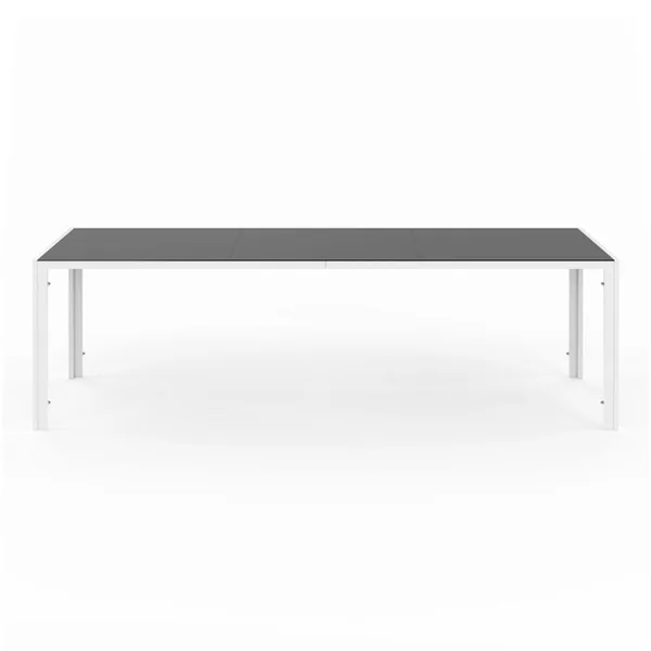 ID MARKET Salon De Jardin Madrid Table 240 Cm Et 10 Chaises Empilables Blanc Et Gris