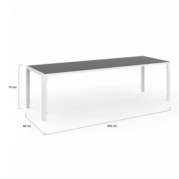 ID MARKET Salon De Jardin Madrid Table 240 Cm Et 10 Chaises Empilables Blanc Et Gris