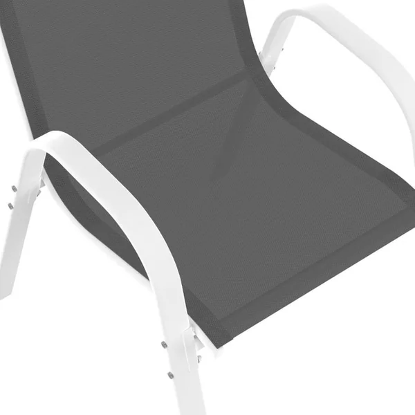 ID MARKET Salon De Jardin Madrid Table 240 Cm Et 10 Chaises Empilables Blanc Et Gris