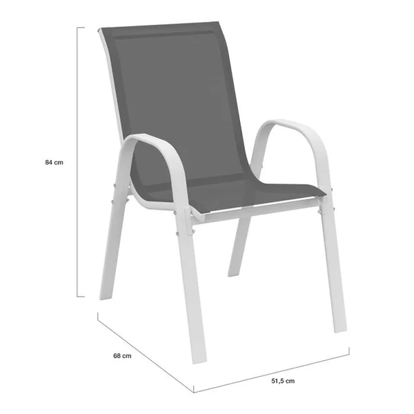 ID MARKET Salon De Jardin Madrid Table 240 Cm Et 10 Chaises Empilables Blanc Et Gris