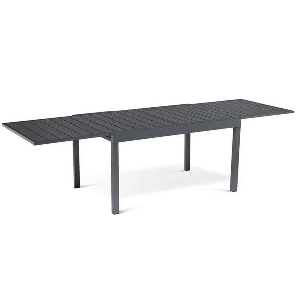 ID MARKET Salon De Jardin Poly Table Extensible 135-270 Cm Et 12 Chaises Gris Foncé