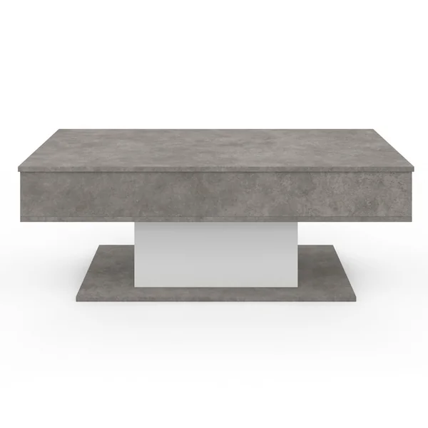 ID MARKET Table Basse Plateau Relevable Rectangulaire Eden Effet Béton Et Blanc