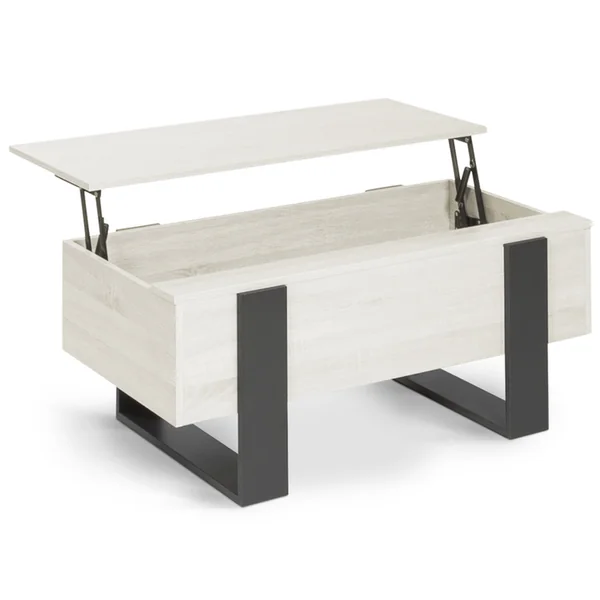 ID MARKET Table Basse Plateau Relevable Rectangulaire Phoenix Bois Gris