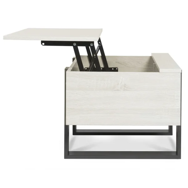 ID MARKET Table Basse Plateau Relevable Rectangulaire Phoenix Bois Gris
