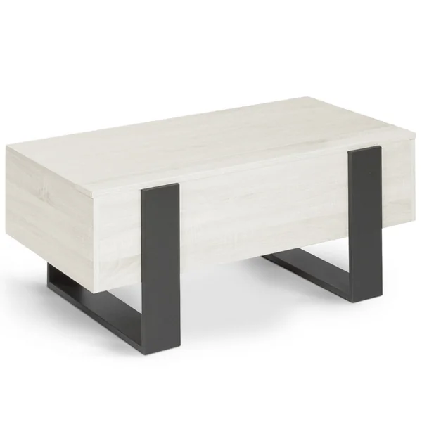 ID MARKET Table Basse Plateau Relevable Rectangulaire Phoenix Bois Gris