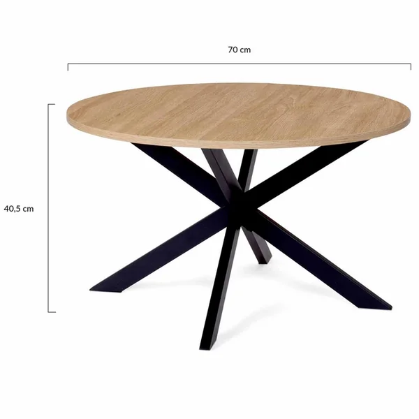 ID MARKET Table Basse Ronde Alix Pied Araignée 70 Cm Bois Et Noir