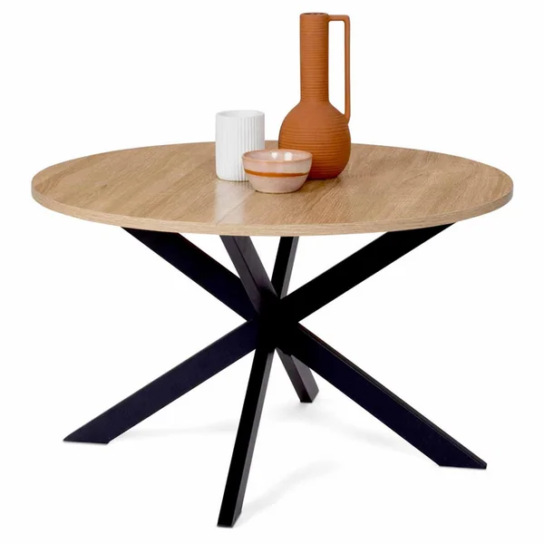 ID MARKET Table Basse Ronde Alix Pied Araignée 70 Cm Bois Et Noir