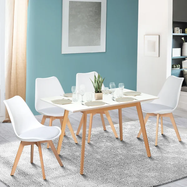 ID MARKET Table Scandinave Extensible Rectangle Inga 4-8 Personnes Blanche 120-160 Cm