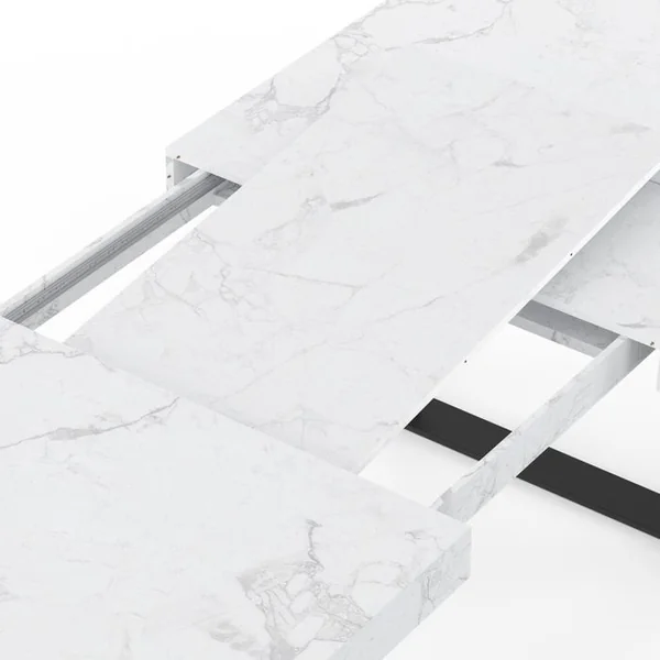 ID MARKET Table à Manger Extensible Phoenix Rectangle 6-12 Personnes Plateau Effet Marbre Blanc Alaska 200-300