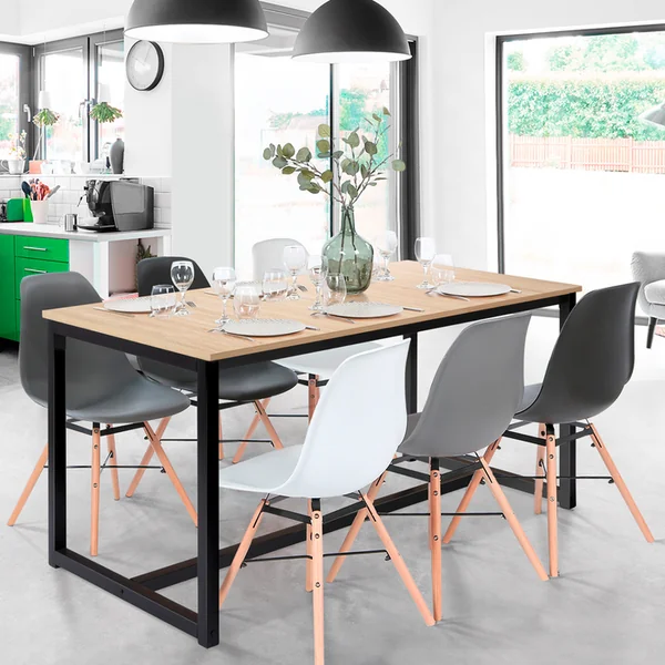 ID MARKET Table à Manger Extensible Rectangle Detroit 6-10 Personnes Design Industriel 160-200 Cm