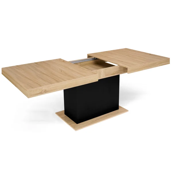 ID MARKET Table à Manger Extensible Rectangle Eden 6-10 Personnes Bois Et Noir 160-200 Cm