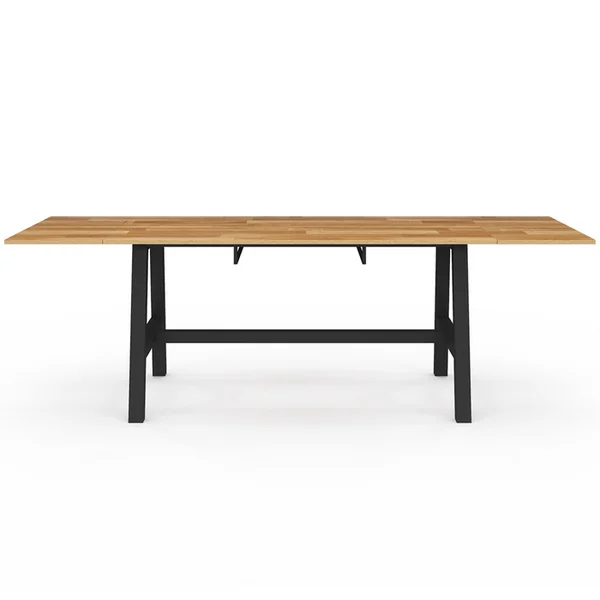 ID MARKET Table à Manger Extensible Rectangle Madeleine 6-12 Personnes Bois Et Métal Noir 160-240 Cm