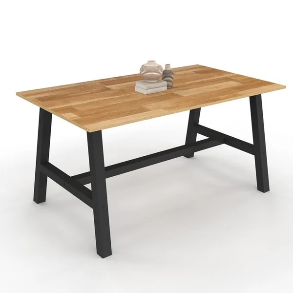 ID MARKET Table à Manger Extensible Rectangle Madeleine 6-12 Personnes Bois Et Métal Noir 160-240 Cm