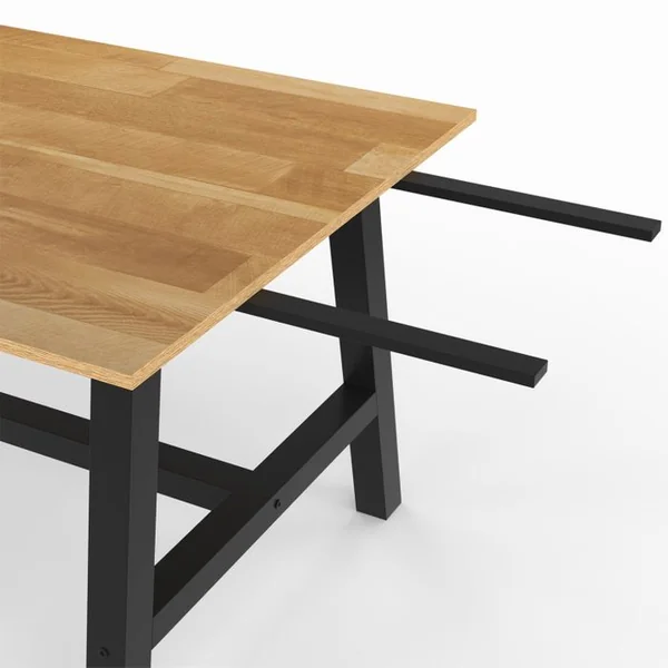 ID MARKET Table à Manger Extensible Rectangle Madeleine 6-12 Personnes Bois Et Métal Noir 160-240 Cm