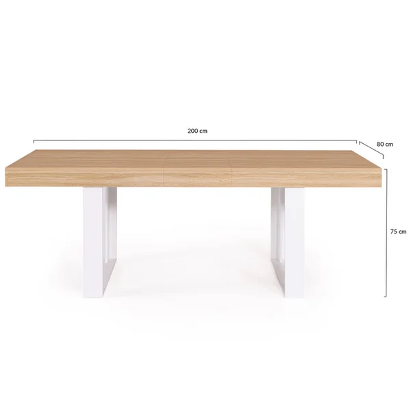 ID MARKET Table à Manger Extensible Rectangle Phoenix 4-8 Personnes Bois Et Blanc 160-200 Cm