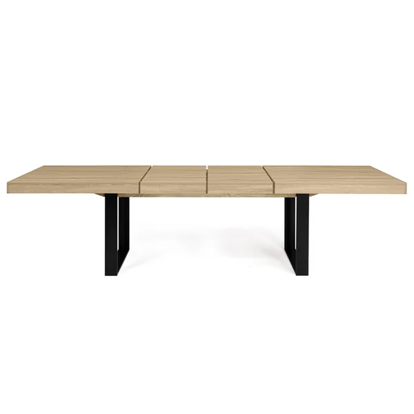 ID MARKET Table à Manger Extensible Rectangle Phoenix 6-12 Personnes Bois Et Noir 200-300 Cm