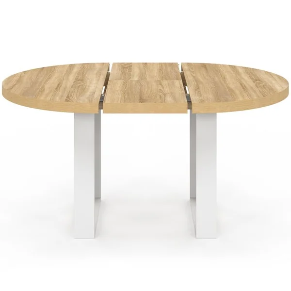 ID MARKET Table à Manger Extensible Ronde Phoenix 4-6 Personnes Bois Et Blanc 110-150 Cm