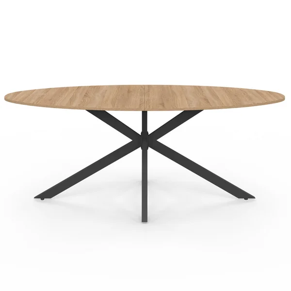ID MARKET Table à Manger Ovale Alix 10 Personnes Pied Araignée Bois Et Noir 200 Cm