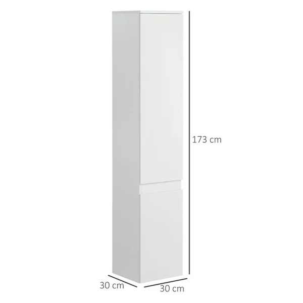 KLEANKIN Meuble Colonne Rangement Salle De Bain 30 X 28 X 152,5 Cm Blanc