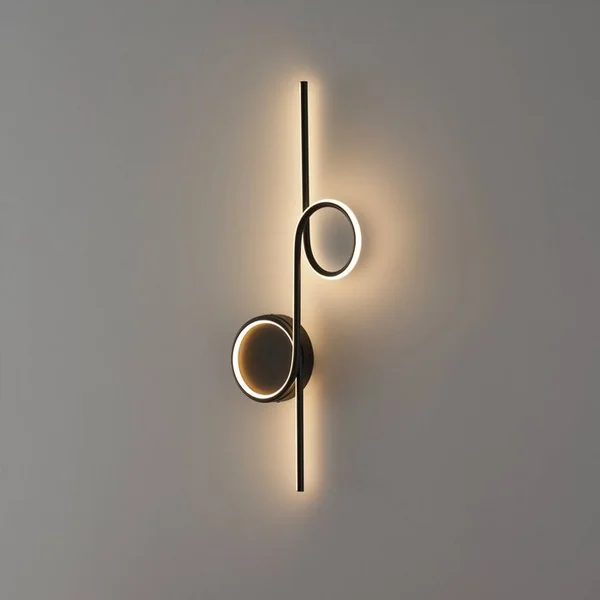 KOSILUM Applique Double Cercle LED Noir Minimaliste - Celi