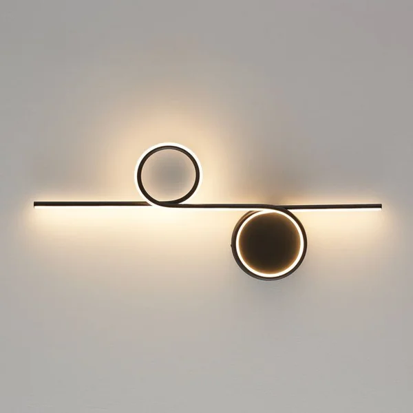 KOSILUM Applique Double Cercle LED Noir Minimaliste - Celi