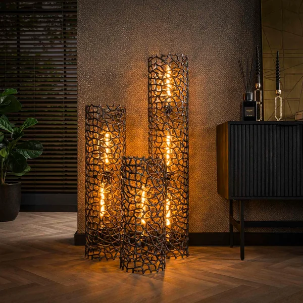Lampadaire décoratif en métal effet toile H 122 cm RALF