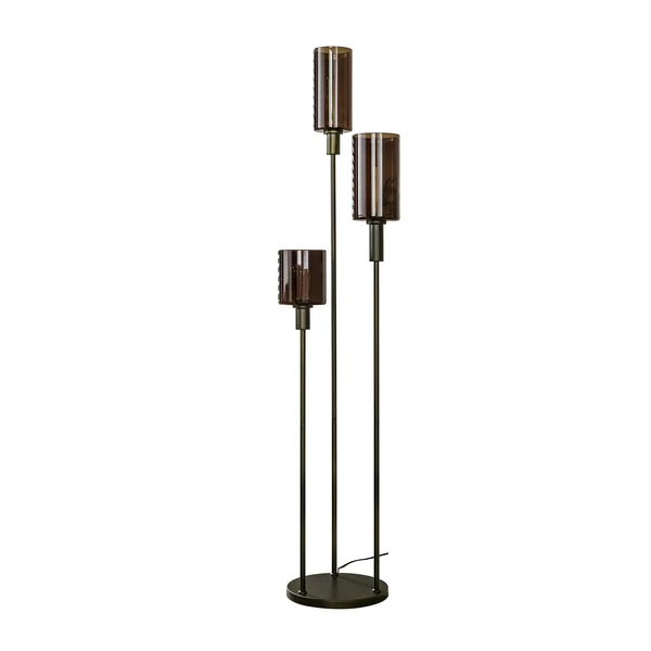 Lampadaire vintage en verre brun – 3 lampes, tiges bronze NOVA