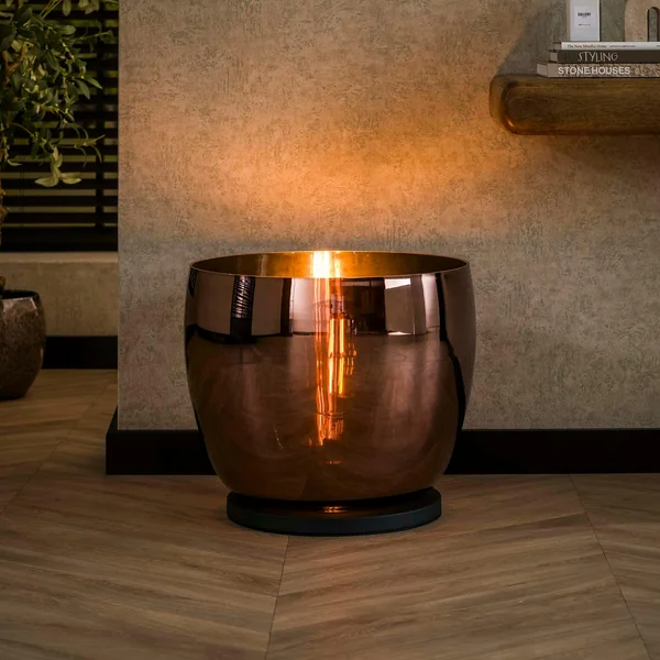 Lampe de salon moderne avec vasque en verre cuivré 41 cm NIAGARA