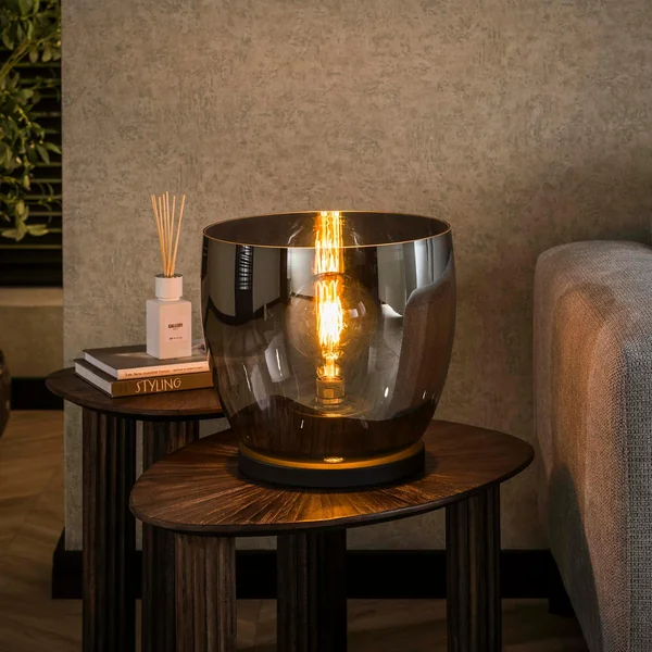 Lampe de salon moderne avec vasque en verre gris fumé 32 cm NIAGARA