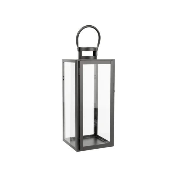 Lanterne en métal gris Arana moyen modèle - 17 x 18 x 40 cm