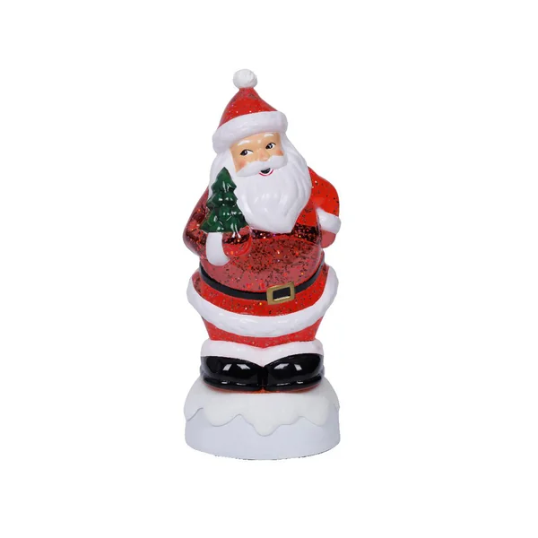 Lanterne forme Père Noël rouge en plastique à LED blanc chaud - 11,5 x 10,5 x 25,3 cm