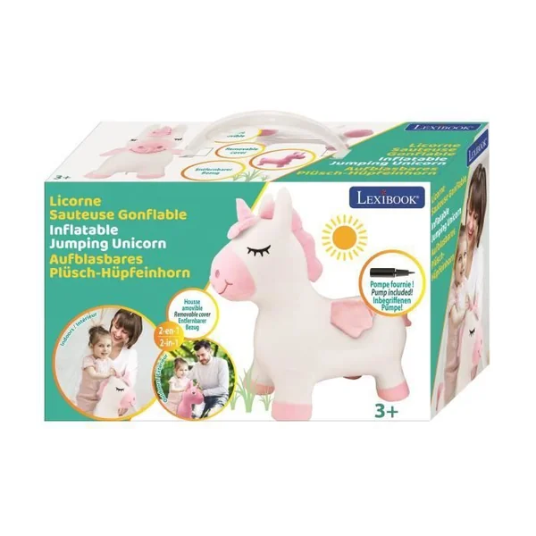 LEXIBOOK Porteur Licorne Sauteuse Gonflable Peluche Lexibook