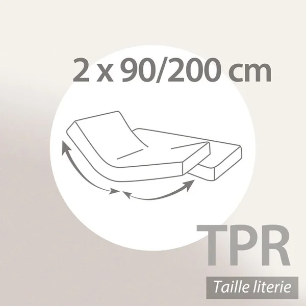 LINNEA Protège Matelas Antonin 2x90x200 Cm Bonnet 30 Cm Molleton 220 G/m² Absorbant Blanc Lit Articulé Tpr