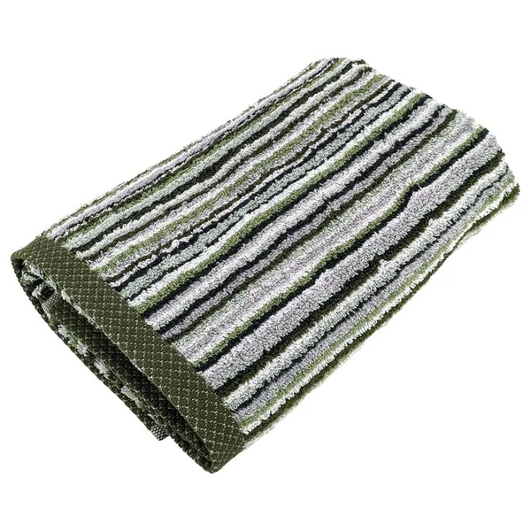 LINNEA Serviette De Toilette 50x100 Cm Coton 500g/m2 Pure Stripes Ii Vert