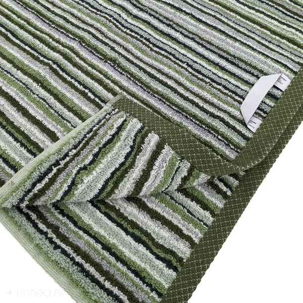 LINNEA Serviette De Toilette 50x100 Cm Coton 500g/m2 Pure Stripes Ii Vert